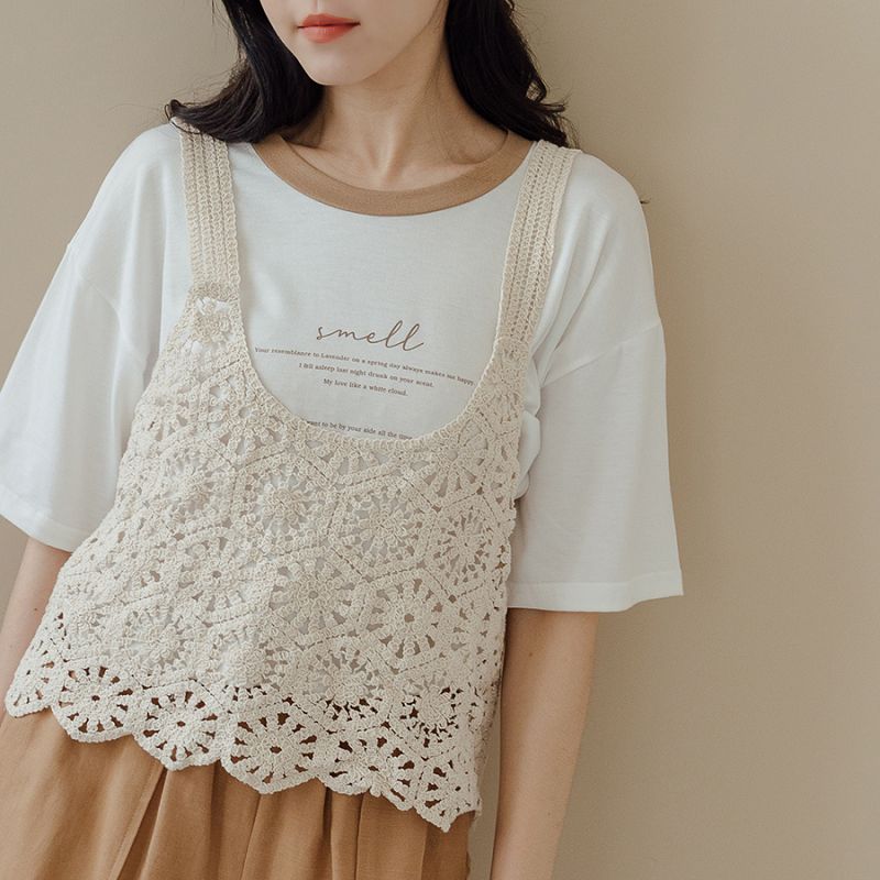 圓領六角菱格花瓣造型背心