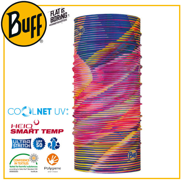 【BUFF 西班牙 Coolnet 抗UV頭巾 淘氣彩虹】119375/圍脖/帽子/口罩/圍巾/吸溼排汗