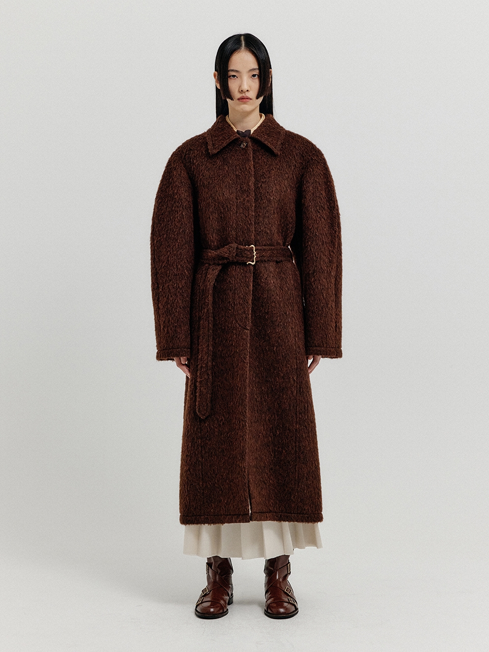 EENK Xedia Oversized Belted Coat - Brown