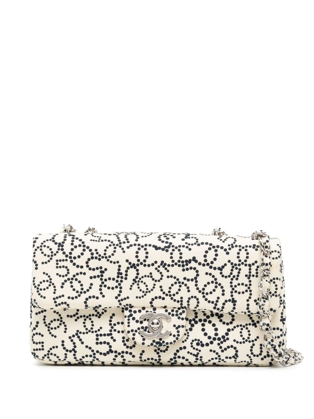 CHANEL Pre-Owned - 2006 logo print Classic Flap shoulder bag - women - Canvas - One Size - White