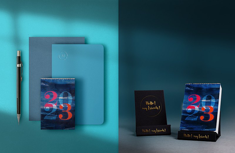 2023 超 mini 小日曆 / 日本巴川紙 3D浮雕燙金