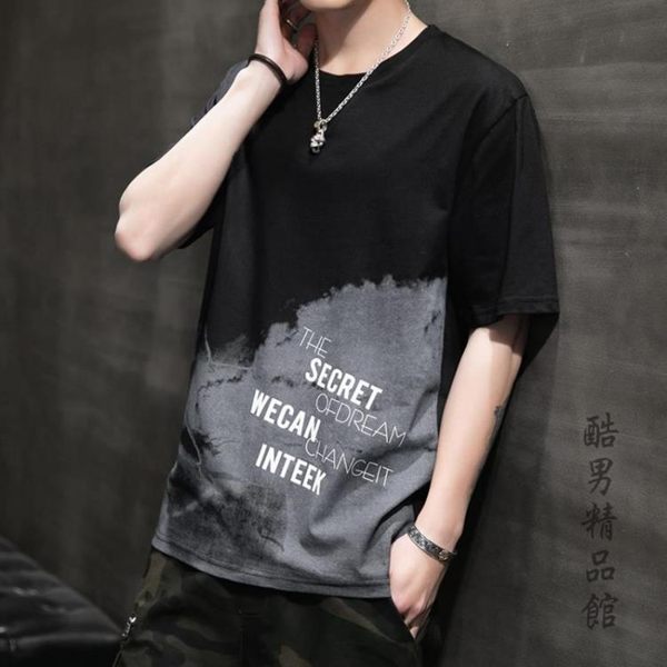 2019男士短袖t恤圓領修身上衣夏季韓版純棉寬鬆體恤男裝半袖潮牌 酷男精品館