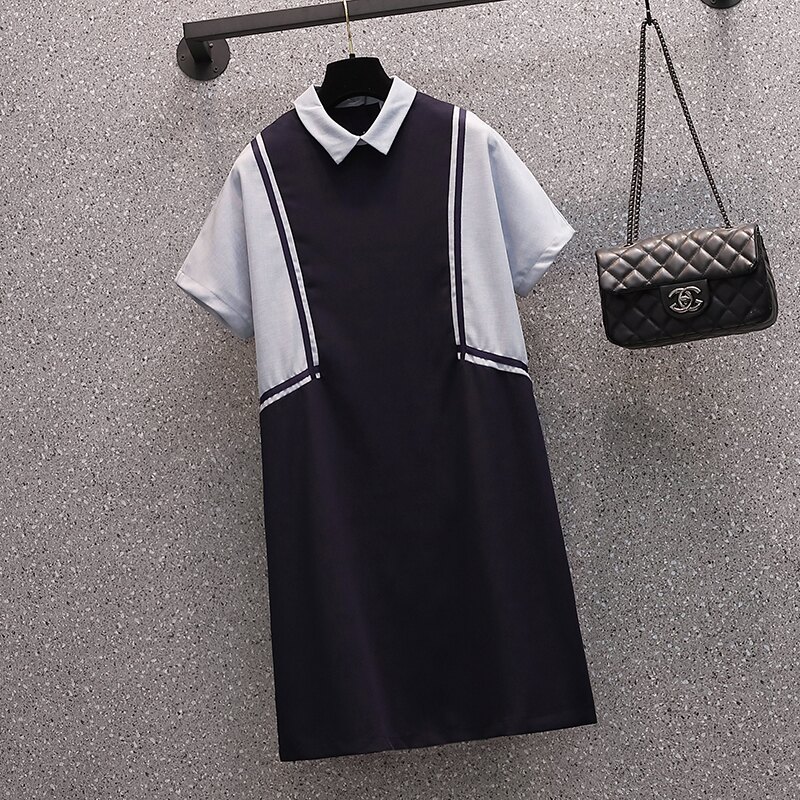 品牌折扣店商場專柜撤柜女裝年夏裝假兩件襯衫短袖遮肚連衣裙