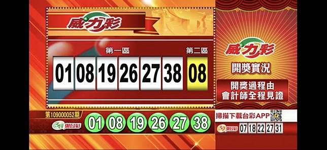 威力彩、38樂合彩開獎號碼。(圖擷取自東森財經新聞57彩券王)