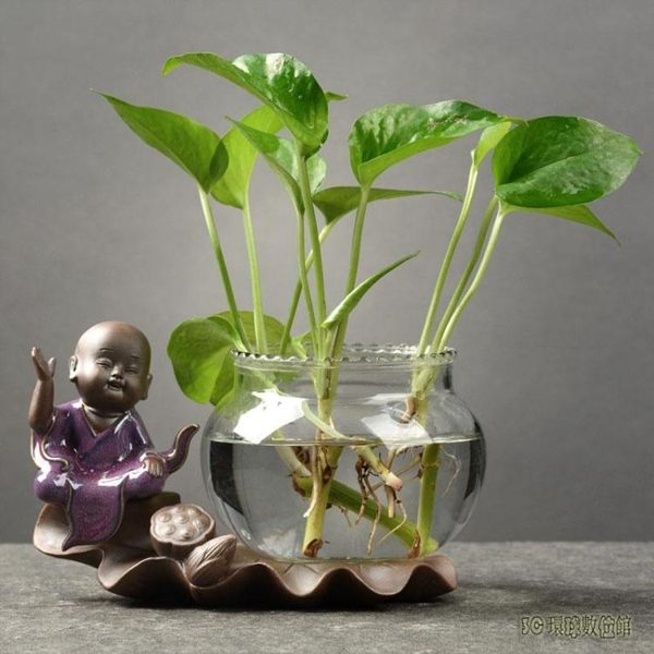 創意綠蘿水培植物透明玻璃花瓶容器水養花盆器皿客廳辦公裝飾擺件
