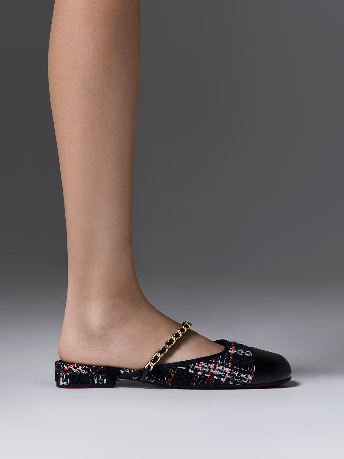 CHARLES & KEITH 方頭鍊帶穆勒鞋 - 混色