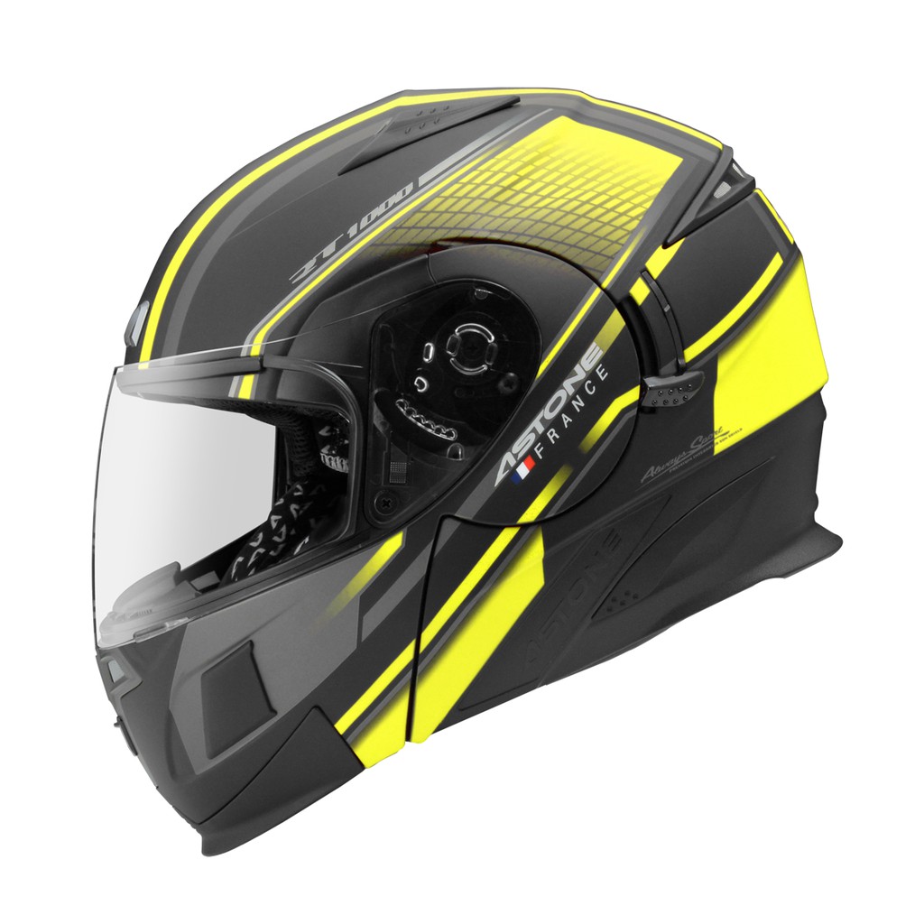 ASTONE RT1000 AB15 平光黑螢光黃 可掀式 可樂帽 安全帽 全可拆洗《裕翔》