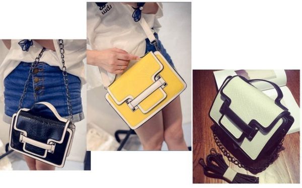 來福妹，H98包包插蓋蛇紋撞色手提包肩背包斜背包，售價588元