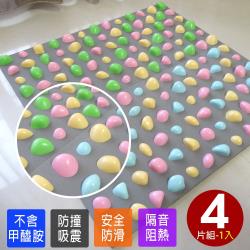 ◎★材質軟硬適中不尖銳可安心|◎★厚底EVA材質可緩衝全身重力|◎★室內戶外皆可使用享受腳底按摩品牌:Abuns類型:巧拼墊主材質:EVA/EPE材質說明:乙烯醋酸乙烯酯共聚物塑膠（EVA塑膠)、PP