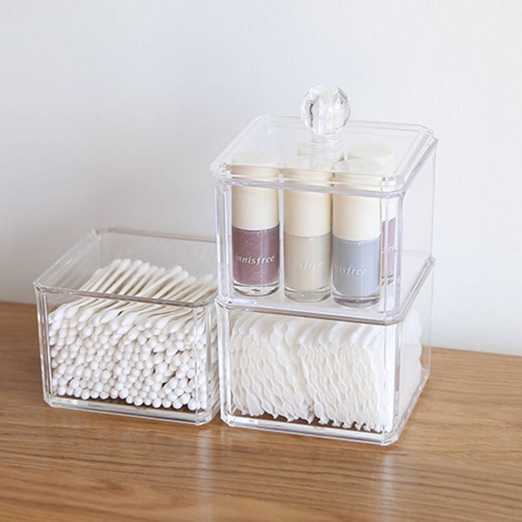 【現貨】化妝棉收納盒 棉花棒收納 桌上收納盒 耳環收納 壓克力收納 化妝品收納 飾品收納 小物收納 項鍊收納 戒指收納