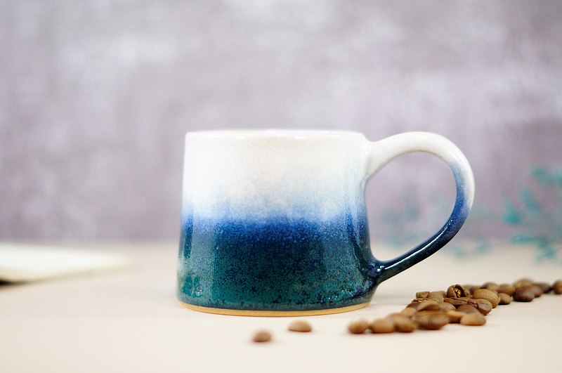 孔雀藍白山形杯-約200ml,茶杯,馬克杯,水杯,咖啡杯