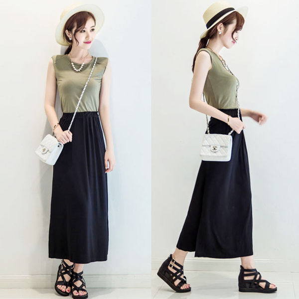 長裙 修身顯瘦韓版一步裙莫代爾包臀半身裙雙側開叉半身長裙 巴黎春天