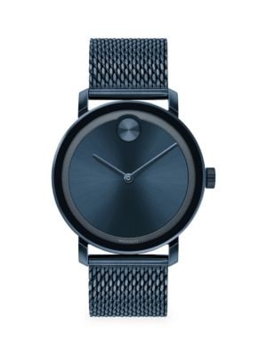 From the Bold Collection. Sleek and striking, this stainless steel watch features a flexible textile