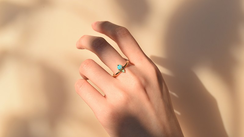 Connection Series - 14K金 大小蛋白石戒指