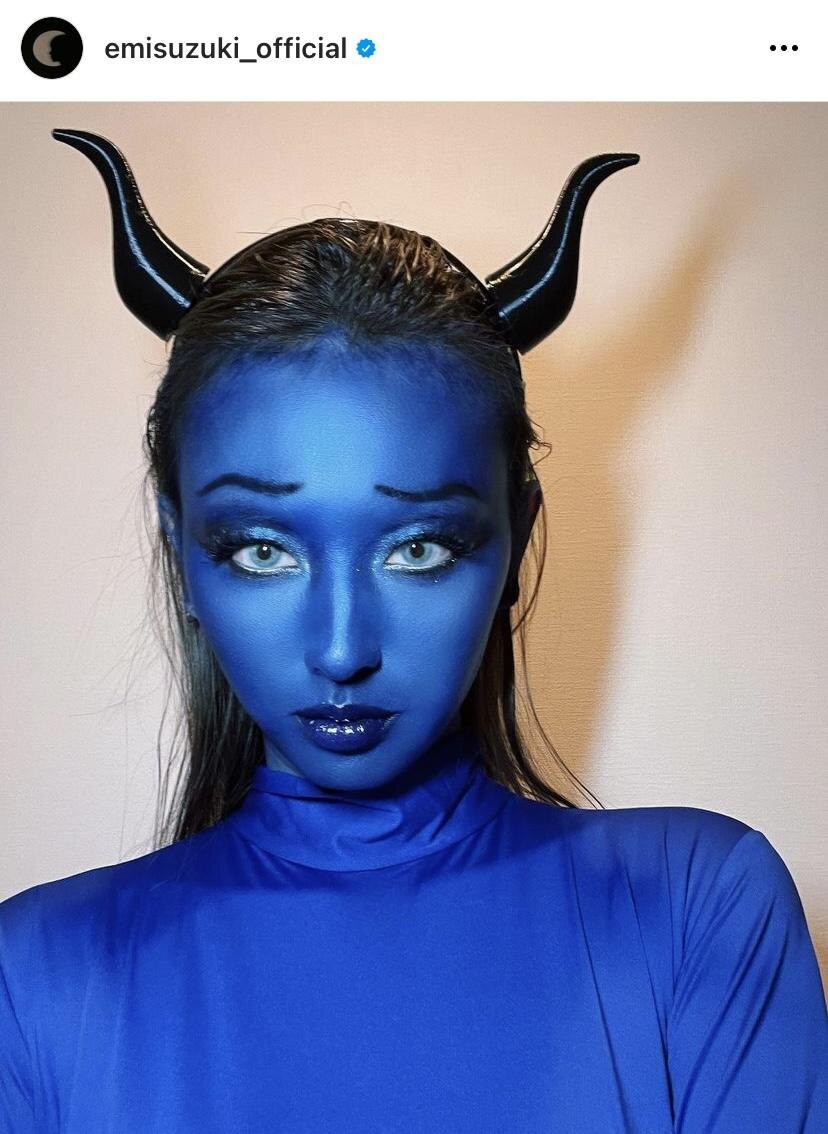 鈴木えみ 全身 真っ青 なクオリティー高い青鬼に セクシー うちにも来て欲しい ファビュラス ザテレビジョン