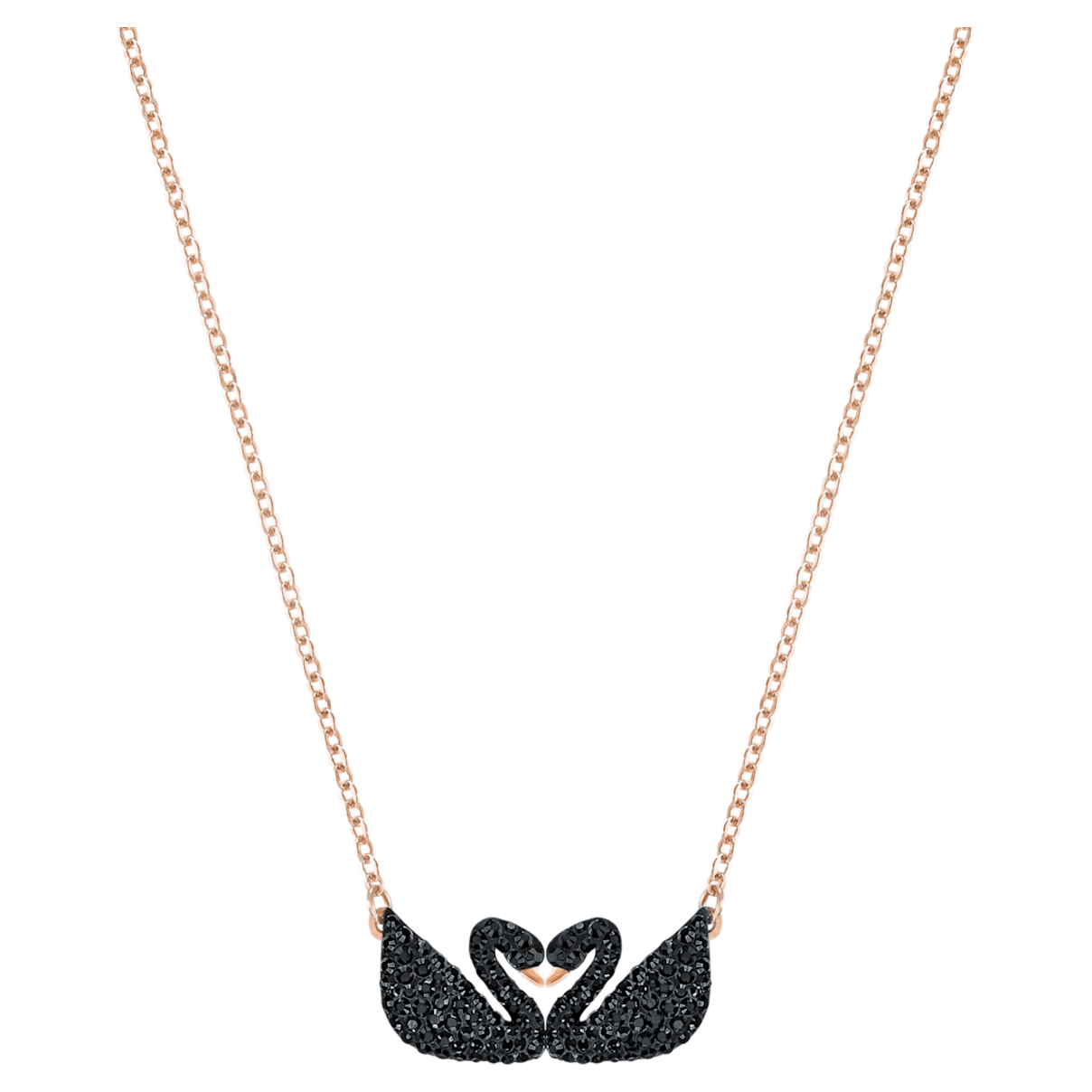 Swarovski Iconic Swan 項鏈, 天鵝, 黑色, 鍍玫瑰金色調