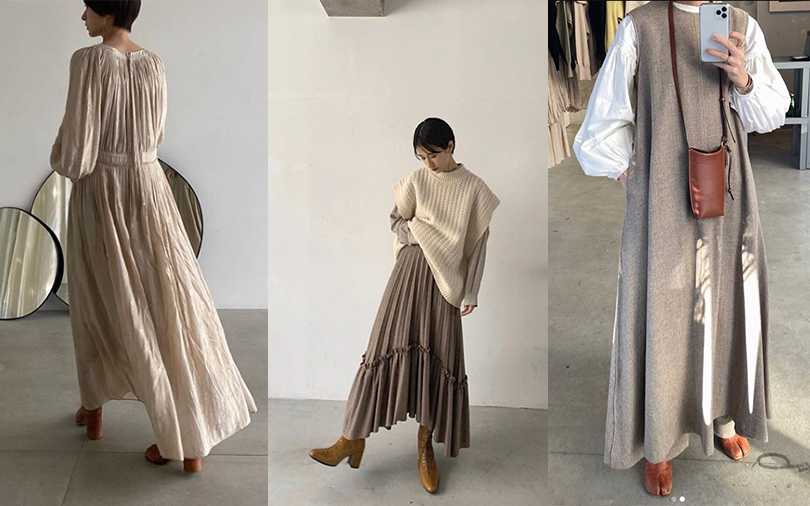 特殊的剪裁加上飄逸的面料，淡漠色系也能飄出仙味，開穿這麼穿就能開運有氣質。（圖／ena1123 IG）