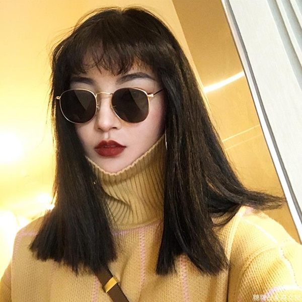 原宿嘻哈風小框圓臉太陽眼鏡圓框復古女墨鏡潮