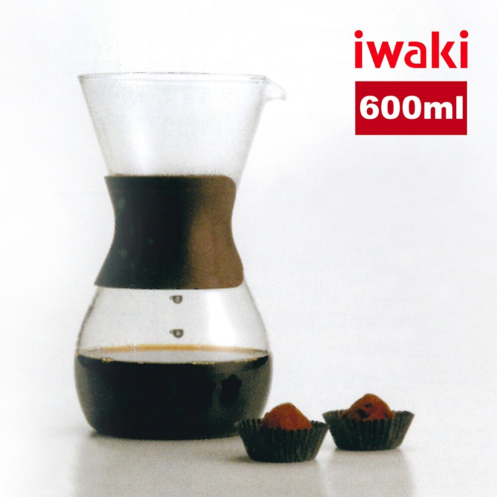 【iwaki】日本品牌耐熱玻璃花型濾杯咖啡壺-600ml