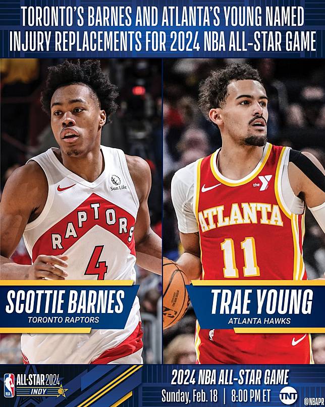 NBA》Trae Young、Scottie Barnes 遞補進全明星賽 | TSNA | LINE TODAY