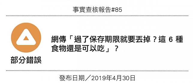 部分錯誤 網傳 過了保存期限就要丟掉 這6 種食物還是可以吃 台灣事實查核中心 Line Today