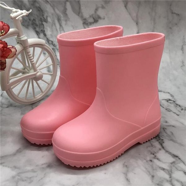 素色兒童雨鞋幼稚園女童水鞋男童雨靴防滑中小童水靴