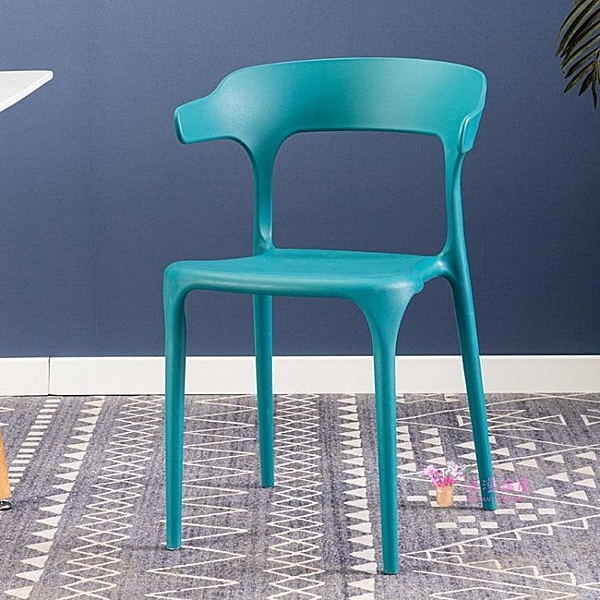 塑料椅成人加厚現代簡約家用餐椅牛角椅北歐洽談椅創意靠背椅子