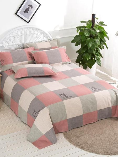 100%純棉老粗布床單單件三件套學生宿舍全棉麻涼席1.2/1.5m/1.8米