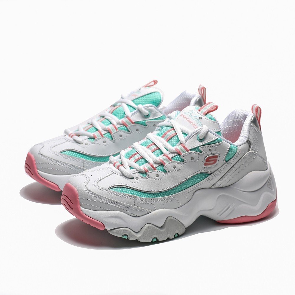 SKECHERS D'LITES 3.0 白 綠 粉 老爹鞋 休閒鞋 女 (布魯克林) 12954WPMT