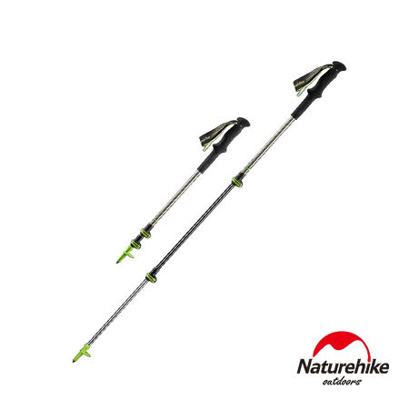 Naturehike 長手把D006碳纖維鋁合金三節外鎖登山杖 月光銀