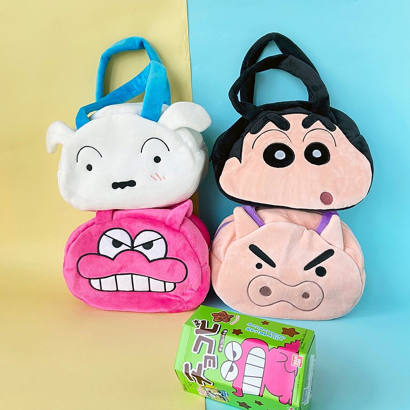 蠟筆小新 正版授權 - 頭型絨毛手提袋 小包 隨身包 手提包