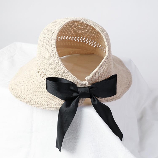 太陽帽女空頂帽卷卷遮陽帽大帽檐防曬帽子草帽夏季涼帽時尚漁夫帽