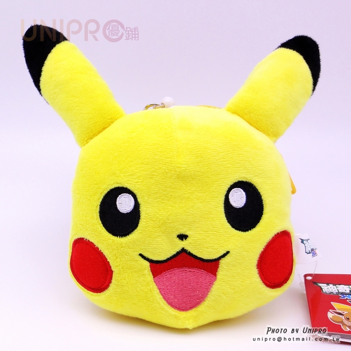 【UNIPRO】神奇寶貝 XY 皮卡丘 Pikachu 絨毛 拉扣 伸縮 票卡套 零錢包 萬用包 正版授權 寶可夢 Pokemon Go