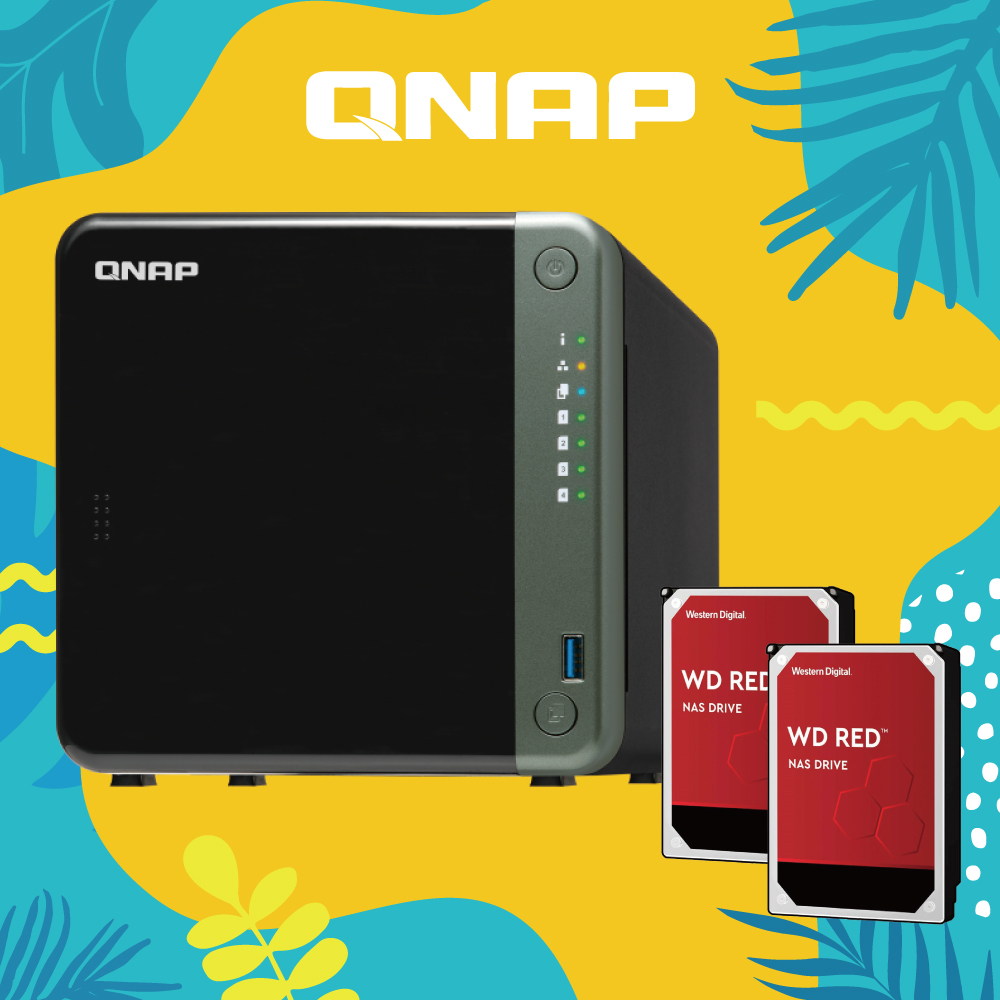 ★特價組合賣場會收到★1.QNAP 威聯通 TS-453D-8G 4Bay NAS網路儲存伺服器2.WD 紅標 2TB 3.5吋 NAS碟 x2 (需另外安裝)★搭載 Intel® Celeron® 