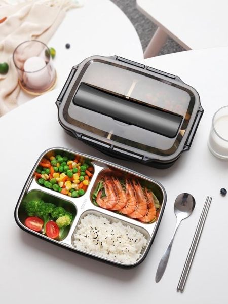 便當盒 飯盒便當上班族小學生分格減肥健身兒童分隔型不銹鋼餐盤餐盒減脂