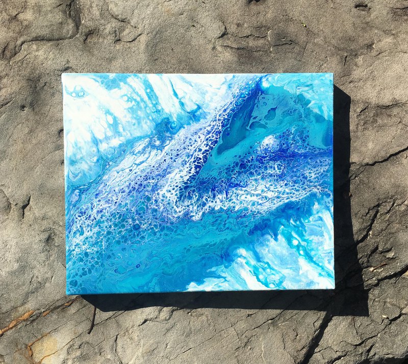 名稱：人魚之愛 壓克力畫作 手工原創作品 每個作品僅有一件 尺寸：27 cm ×21.5 cm 畫作為設計師的原版作品，表面應顏料緣故，不會百分之百平整，請不介意者再下單