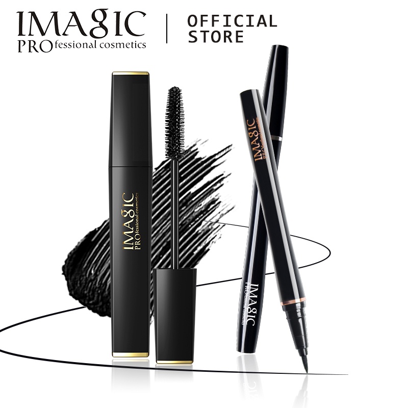 IMAGIC 持久不易脫色防暈防水睫毛膏+防汗定妝懶人簡易眼線筆