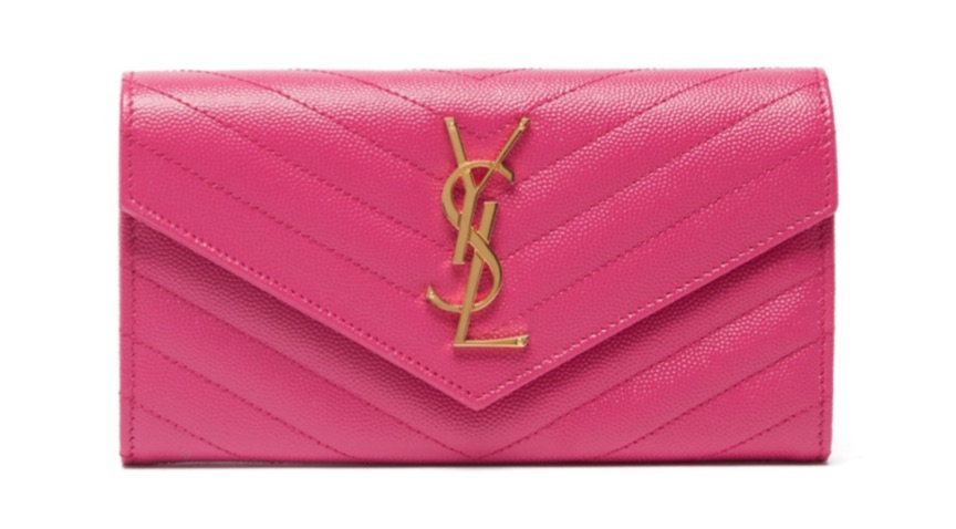 SAINT LAURENT YSL-plaque quilted-leather wallet