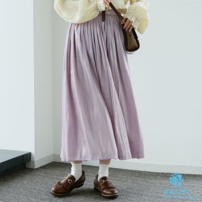 2WAY雙面穿鬆緊腰薄紗長裙 薄紗質料 清透優雅 正反兩穿 享受不同氛圍 反光料質 搭配性高 (1B01L0L0630)