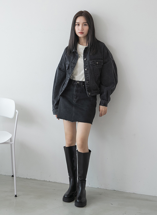 D+AF鬆糕底素面膝下長靴 長靴穿搭 女