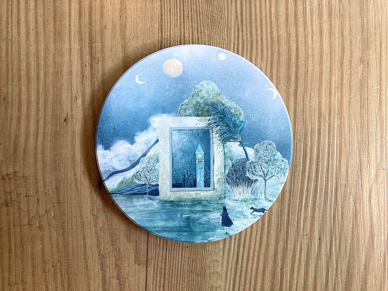 插畫陶瓷杯墊 ．材質：陶瓷 ．尺寸：10x10 cm