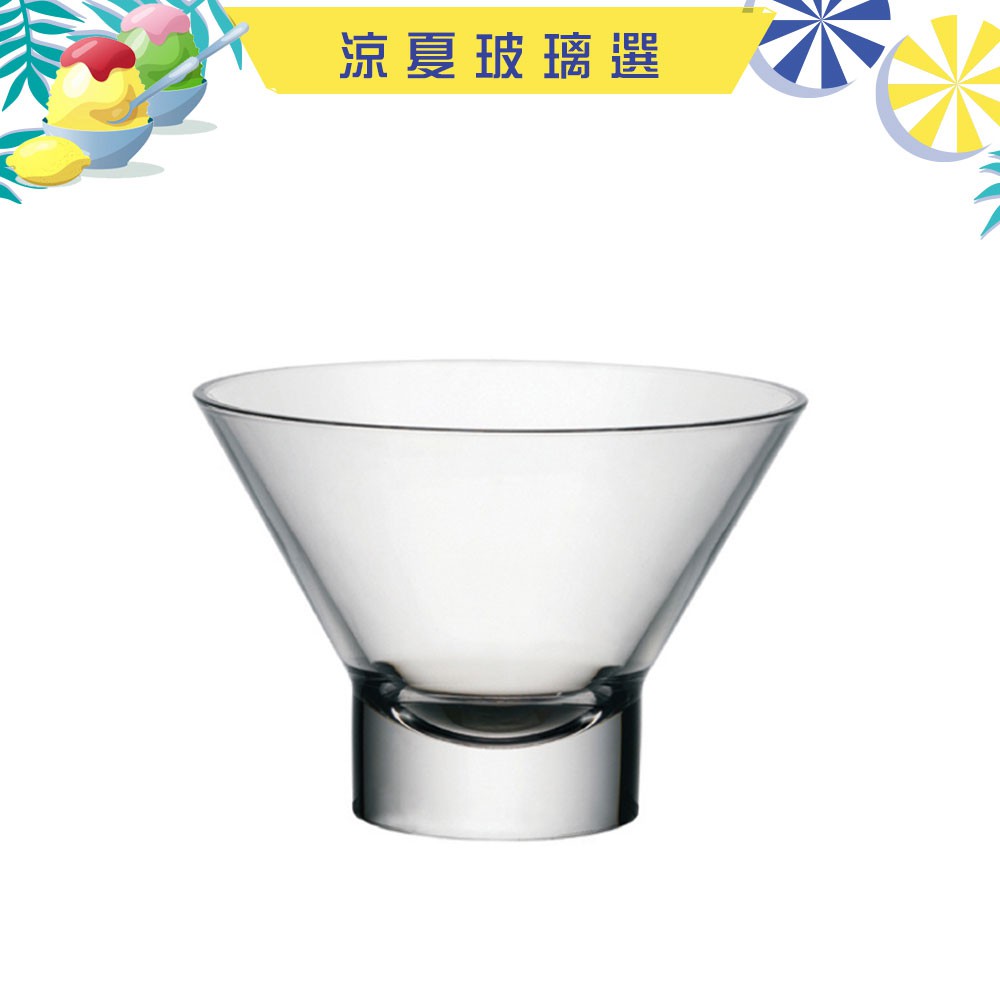 - 堅持義大利設計製造- 引領全球玻璃工業發展- 餐飲系列 實用美學兼具-規格與注意事項材質：玻璃尺寸：最寬130*高90mm容量：375ml產地：義大利