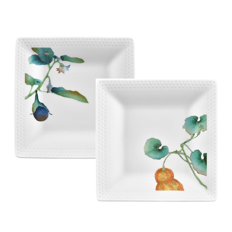 京香旬彩正方盤23cm(2入一組) 茄子/南瓜