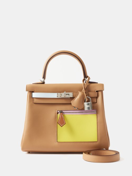 Matches X Sellier - Rare Hermès Kelly 25cm Colourmatic Handbag - Womens - Tan Multi