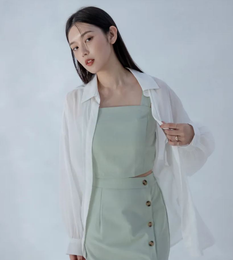 tiff-棉麻透膚襯衫