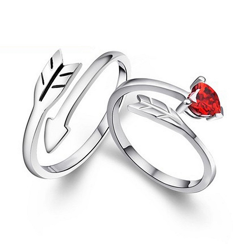 925純銀戒指情侶開口戒-丘比特之箭愛心紅剛玉情人節生日禮物男女飾品2款73zx2【巴黎精品】