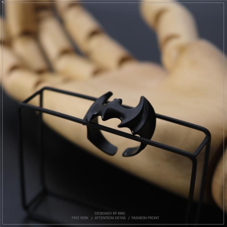 黑蝙蝠戒指潮人百搭個性日韓開口可調節男女式2019黑色嘻哈hiphop - 黑蝙蝠開口戒指,2個