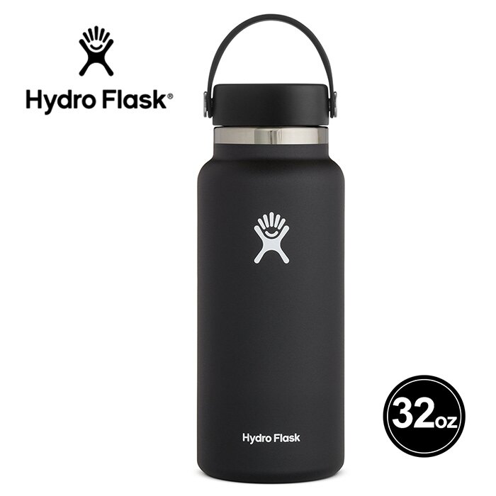 【Hydro Flask 美國】寬口真空保溫鋼瓶 保溫瓶 946ml 時尚黑 (HFW32BTS001)