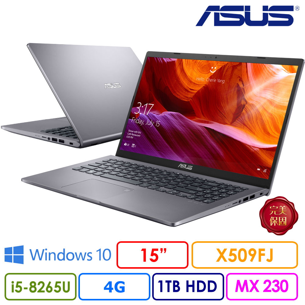 ASUS Vivobook X509FJ 15吋窄邊繪圖筆電 (I5-8265U/4G/1TB/MX 230 2G/X509FJ-0111G8265U 星空灰)