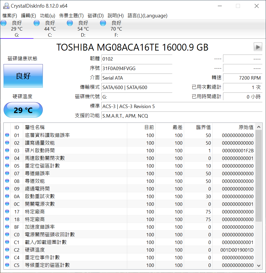 7200 轉的 3.5 吋硬碟，支援 SATA 6Gb/s。